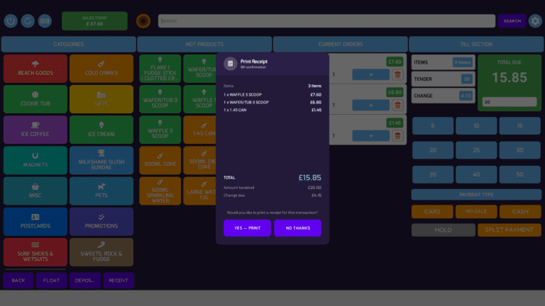 POSable receipt modal