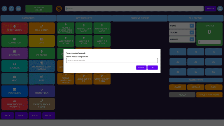 POSable scan and add stock functionality