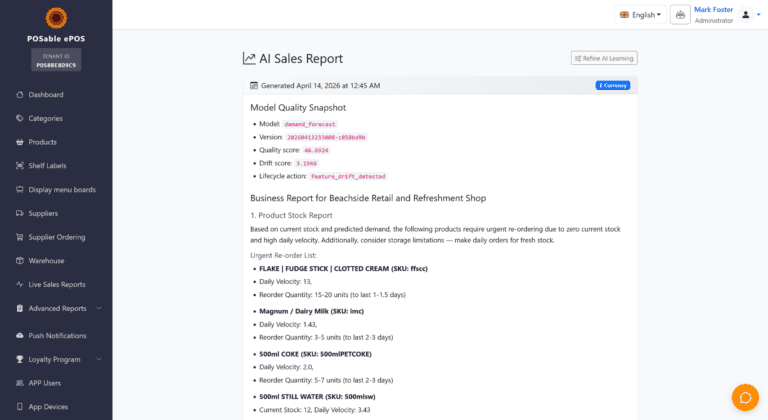 POSable Back Office AI-Forecasting