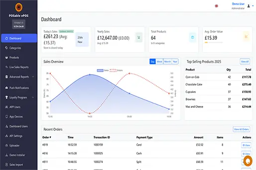 POSable Front of House Admin Dashboard.